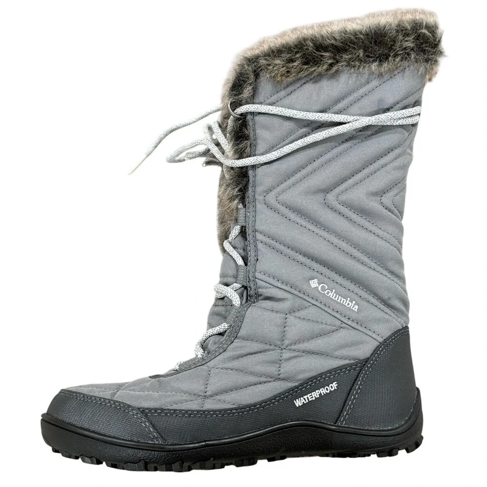 Columbia Omni-Grip Winter Boots Gray Fur Trim Womens‎ Size 5